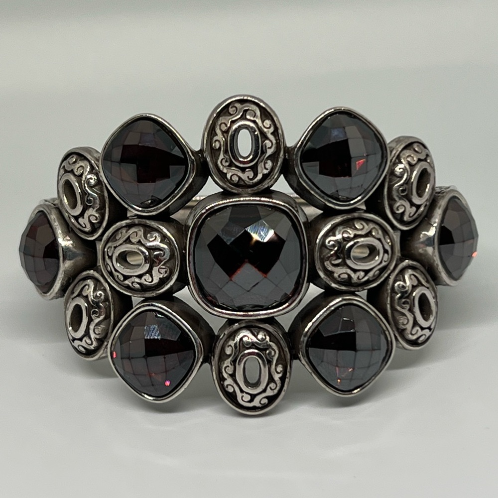 Brighton Venus Rising Swarovski Crystals Hinge Cuff Bracelet Burgundy/Merlot